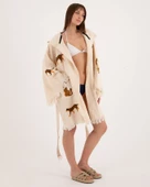 Bornoz ,Plaj Kıyafeti,Kimono , Kaftan ,Sabahlık & Leopar Desenli Kapüşonlu Kısa - 2
