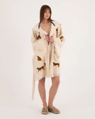 Bornoz ,Plaj Kıyafeti,Kimono , Kaftan ,Sabahlık & Leopar Desenli Kapüşonlu Kısa - 11