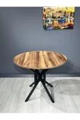 Hey Modüler Mobilya Sedef Kemençe Yuvarlak Mutfak Masası Yemek Masası Balkon Masası Metal Siyah Ayak 100 Cm - 2