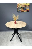 Hey Modüler Mobilya Sedef Sonoma Yuvarlak Mutfak Masası Yemek Masası Balkon Masası Metal Siyah Ayak 100 Cm - 3
