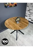 Hey Modüler Mobilya Sedef Ceviz Yuvarlak Mutfak Masası Yemek Masası Balkon Masası Metal Siyah Ayak 100 Cm - 1