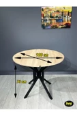 Hey Modüler Mobilya Sedef Sonoma Yuvarlak Mutfak Masası Yemek Masası Balkon Masası Metal Siyah Ayak 100 Cm - 4