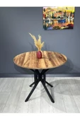 Hey Modüler Mobilya Sedef Kemençe Yuvarlak Mutfak Masası Yemek Masası Balkon Masası Metal Siyah Ayak 100 Cm - 3