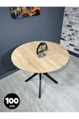 Hey Modüler Mobilya Sedef Sonoma Yuvarlak Mutfak Masası Yemek Masası Balkon Masası Metal Siyah Ayak 100 Cm - 1