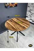 Hey Modüler Mobilya Sedef Kemençe Yuvarlak Mutfak Masası Yemek Masası Balkon Masası Metal Siyah Ayak 100 Cm - 4