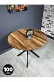 Hey Modüler Mobilya Sedef Kemençe Yuvarlak Mutfak Masası Yemek Masası Balkon Masası Metal Siyah Ayak 100 Cm - 1