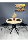 Hey Modüler Mobilya Selin Sonoma Yuvarlak Mutfak Masası Yemek Masası Metal Siyah Ayak 90 Cm - 5
