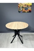 Hey Modüler Mobilya Selin Sonoma Yuvarlak Mutfak Masası Yemek Masası Metal Siyah Ayak 90 Cm - 2