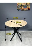 Hey Modüler Mobilya Selin Sonoma Yuvarlak Mutfak Masası Yemek Masası Metal Siyah Ayak 90 Cm - 6