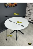 Hey Modüler Mobilya Selin Beyaz Yuvarlak Mutfak Masası Yemek Masası Metal Siyah Ayak 90 Cm - 5