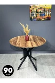 Hey Modüler Mobilya Selin Kemençe Yuvarlak Mutfak Masası Yemek Masası Metal Siyah Ayak 90 Cm - 1