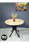 Hey Modüler Mobilya Selin Sonoma Yuvarlak Mutfak Masası Yemek Masası Metal Siyah Ayak 90 Cm - 1