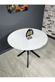 Hey Modüler Mobilya Selin Beyaz Yuvarlak Mutfak Masası Yemek Masası Metal Siyah Ayak 90 Cm - 3