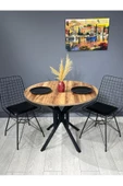 Hey Modüler Mobilya Selin Kemençe Yuvarlak Mutfak Masası Yemek Masası Metal Siyah Ayak 90 Cm - 6
