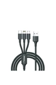 Ack47 3in1 Lightning, Micro, Type-c Metal Başlık Usb Şarj Kablosu - 1