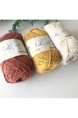 3lü %100 Pamuk Punch (panç) Ve Amigurumi Ipi Seti (kiremit - Hardal - Krem) - 2