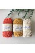 3lü %100 Pamuk Punch (panç) Ve Amigurumi Ipi Seti (turuncu - Hardal - Krem) - 1