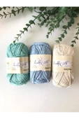 3lü %100 Pamuk Punch (panç) Ve Amigurumi Ipi Seti (su Yeşili-bebe Mavi-krem) - 1