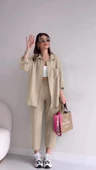 Keten Günlük İkili Takım Elbise Pantolon Gömlek - 1
