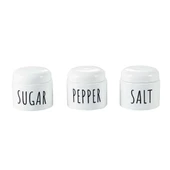 Porselen Baharatlık Vakum Kapaklı Hava Almaz Sugar Pepper Salt Kavanozu 3lü - 1