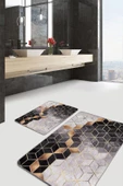 Halı Atölyesi Renkli Doğal Pamuklu 2'li Banyo&Mutfak Paspas Seti 60x100 50x60 Cm - 3
