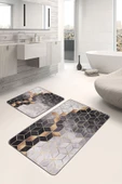 Halı Atölyesi Renkli Doğal Pamuklu 2'li Banyo&Mutfak Paspas Seti 60x100 50x60 Cm - 1