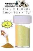 Açık Sarı Toz Sim Tuzluklu 7 gr 3 Adet Renkli Toz Sim Epoksi Reçine Okul Etkinlik Dekarasyon Slime - 1