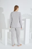 %100 Pamuk Uzun Kol Büyük Beden Kadın Pijama Takımı 98908 - 4