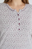 %100 Pamuk Uzun Kol Büyük Beden Kadın Pijama Takımı 98908 - 3