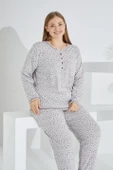 %100 Pamuk Uzun Kol Büyük Beden Kadın Pijama Takımı 98908 - 1