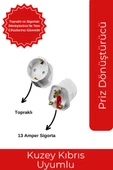 Kuzey Kıbrıs Uyumlu Priz Dönüştürücü  Seyahat Adaptörü - 2