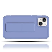 Apple IPhone 13 Mini Uyumlu Mat Mavi Yumuşak Silikon Standlı Tutacaklı (Tutamaçlı) Telefon Kılıfı - 2