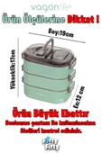 Vagonlife 1450 ML 3 Kat Çelik (2 Kat Kullanılabilir) Bento Lunch Box Yeni Nesil Sefer Tası-FFLBOX7083 - 10