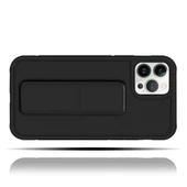 Apple IPhone 14 Pro Uyumlu Mat Siyah Yumuşak Silikon Standlı Tutacaklı (Tutamaçlı) Telefon Kılıfı - 1