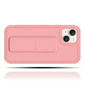 Apple IPhone 13 Mini Uyumlu Mat Rose Gold Yumuşak Silikon Standlı Tutacaklı (Tutamaçlı) Telefon Kılıfı - 2