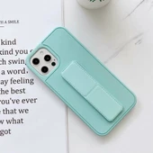 IPhone 11 Pro Max Uyumlu Mat Pembe Silikon Standlı Tutacaklı Telefon Kılıfı - 6