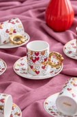 Acar Juliette 6 Kişilik Kahve Fincanı Takımı 90 ml Kırmızı 06013 - 1