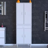 Modilayn YENİ AFRA 55x173x32,5 cm 1 Çekmece 4 Kapak 3 Raf 6 Bölme Çok Amaçlı Banyo & Mutfak Dolabı  - 2