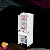 Modilayn YENİ AFRA 55x173x32,5 cm 1 Çekmece 4 Kapak 3 Raf 6 Bölme Çok Amaçlı Banyo & Mutfak Dolabı  - 7
