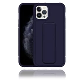 Apple IPhone 13 Pro Uyumlu Mat Lacivert Yumuşak Silikon Standlı Tutacaklı (Tutamaçlı) Telefon Kılıfı - 1