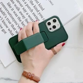 Apple IPhone 13 Pro Uyumlu Mat Lacivert Yumuşak Silikon Standlı Tutacaklı (Tutamaçlı) Telefon Kılıfı - 3