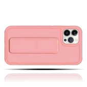 Apple IPhone 13 Pro Uyumlu Rose Gold Yumuşak Silikon Standlı Tutacaklı (Tutamaçlı) Telefon Kılıfı - 1