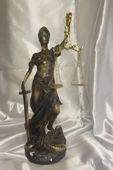 Avukat Adalet Kadın Heykeli Themis Terazi Dekoratif Hakim Mavi Yeşil - 5