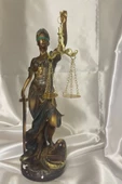 Avukat Adalet Kadın Heykeli Themis Terazi Dekoratif Hakim Mavi Yeşil - 1