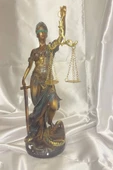 Avukat Adalet Kadın Heykeli Themis Terazi Dekoratif Hakim Mavi Yeşil - 4