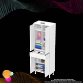 Modilayn YENİ AFRA 55 x 173 x 32,5 cm 1 Çekmece 4 Kapak 5 Raf 8 Bölme Çok Amaçlı Banyo & Mutfak Dolabı - 7