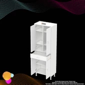 Modilayn YENİ AFRA 55 x 173 x 32,5 cm 1 Çekmece 4 Kapak 5 Raf 8 Bölme Çok Amaçlı Banyo & Mutfak Dolabı  - 9