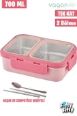 Vagonlife Lunch Box 700 ML Tek Kat İki Bölmeli Metal Kaşıklı Yeni Nesil Sefer Tası-FFLBOX7096 - 12