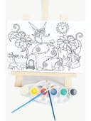 Peri Kızı Çocuk Ressam Seti - 20 x 30 cm Önçizimli Tuval, 2 Adet Fırça, Palet, Boyalar ve Şövale - 1