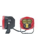 Offroad sis lambası sarı-beyaz set kırmızı çerçeve 7.3 x 6.8 x 6.8 cm 12-30v /  LASS369-1 - 2